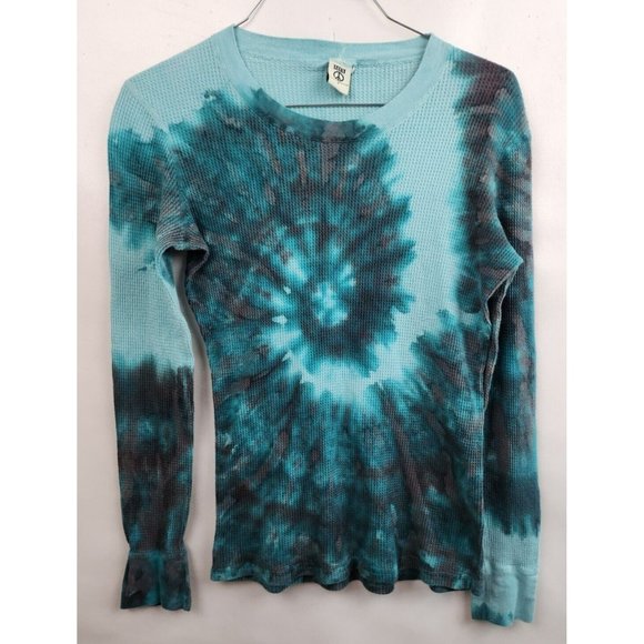Lucky Brand Tops - Vintage Lucky Brand Blue Tie Dye Thermal Long Sleeve Tee Top Size Small